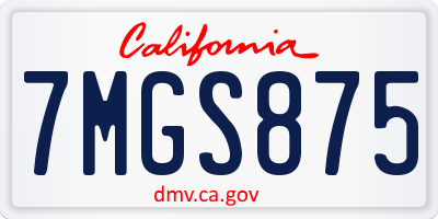 CA license plate 7MGS875