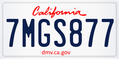 CA license plate 7MGS877