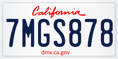 CA license plate 7MGS878