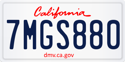 CA license plate 7MGS880