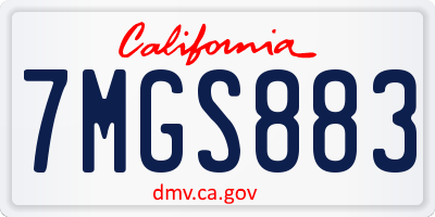 CA license plate 7MGS883