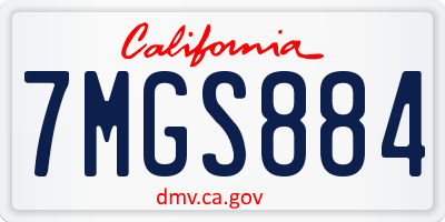 CA license plate 7MGS884