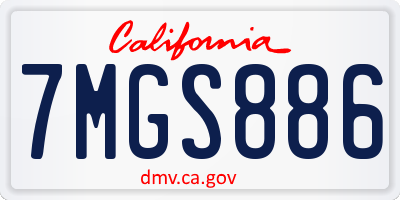 CA license plate 7MGS886