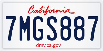 CA license plate 7MGS887