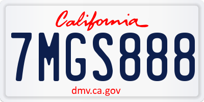 CA license plate 7MGS888
