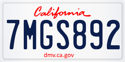 CA license plate 7MGS892
