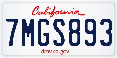 CA license plate 7MGS893