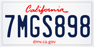 CA license plate 7MGS898