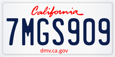 CA license plate 7MGS909