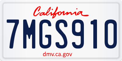 CA license plate 7MGS910