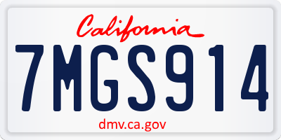 CA license plate 7MGS914