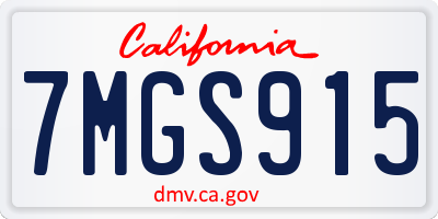 CA license plate 7MGS915