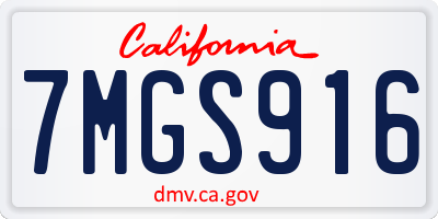 CA license plate 7MGS916