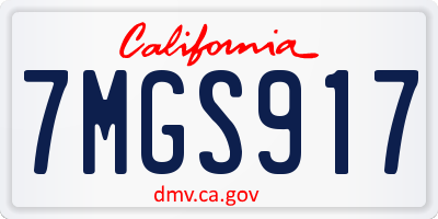 CA license plate 7MGS917