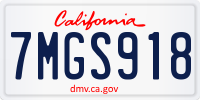 CA license plate 7MGS918
