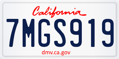 CA license plate 7MGS919