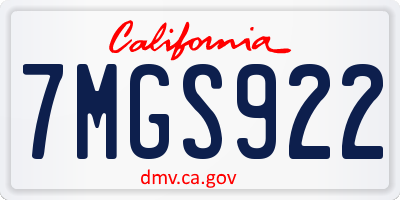 CA license plate 7MGS922