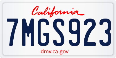CA license plate 7MGS923