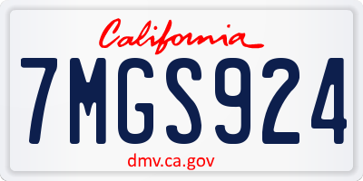 CA license plate 7MGS924