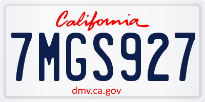CA license plate 7MGS927