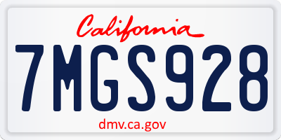 CA license plate 7MGS928