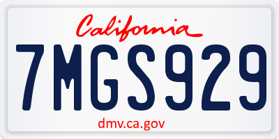 CA license plate 7MGS929