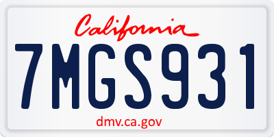 CA license plate 7MGS931