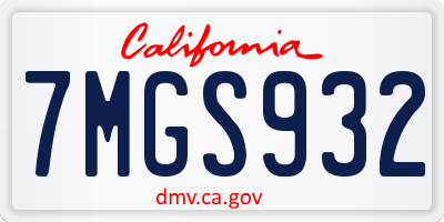 CA license plate 7MGS932