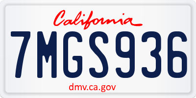 CA license plate 7MGS936