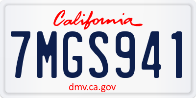 CA license plate 7MGS941