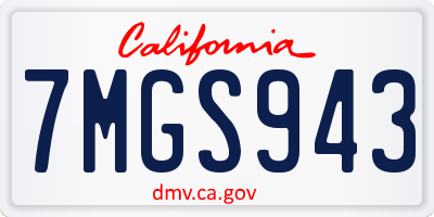 CA license plate 7MGS943