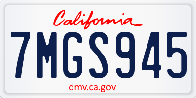 CA license plate 7MGS945