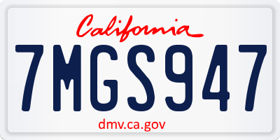 CA license plate 7MGS947