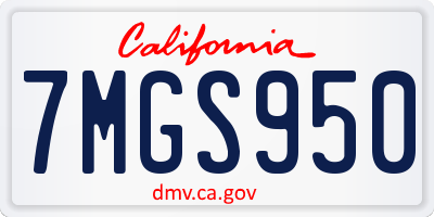 CA license plate 7MGS950