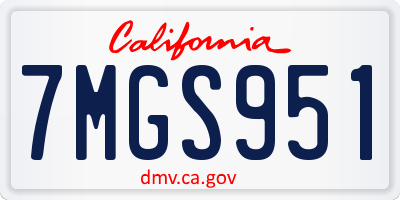 CA license plate 7MGS951