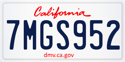 CA license plate 7MGS952