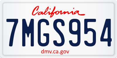 CA license plate 7MGS954