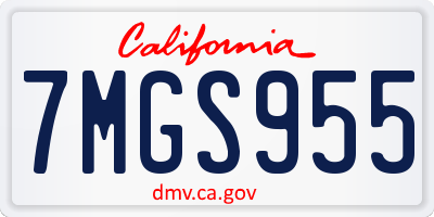CA license plate 7MGS955