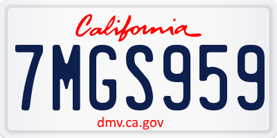 CA license plate 7MGS959