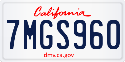 CA license plate 7MGS960
