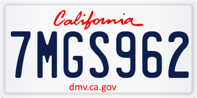 CA license plate 7MGS962