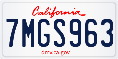CA license plate 7MGS963