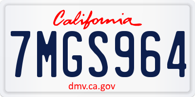 CA license plate 7MGS964