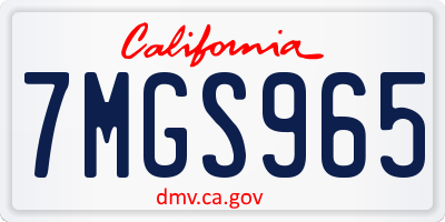 CA license plate 7MGS965