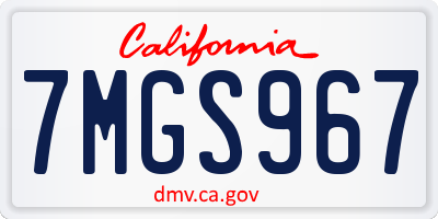 CA license plate 7MGS967