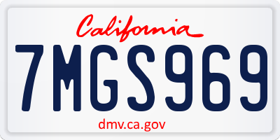 CA license plate 7MGS969
