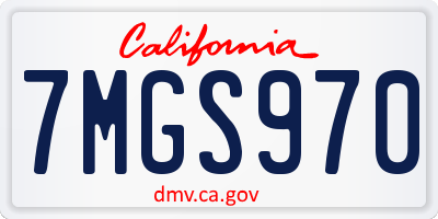 CA license plate 7MGS970