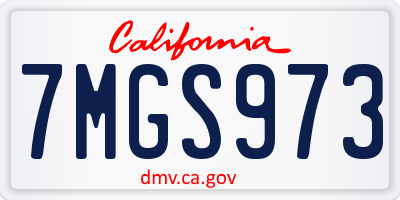CA license plate 7MGS973