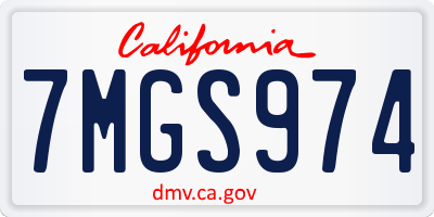 CA license plate 7MGS974