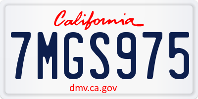 CA license plate 7MGS975